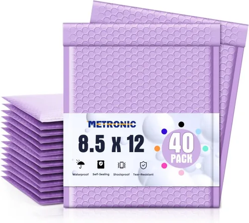 Vista 29 de Metronic Sobres de burbujas negros de 4 x 8 pulgadas, paquete de 50 bolsas
