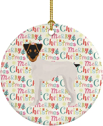 Vista 83 de Caroline's Treasures Abyssinian Sand Terrier - Adorno de cerámica para colgar en el árbol de Navidad, para el hogar, Navidad, fiestas, regalo, 3
