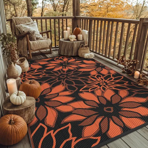 Vista 107 de GENIMO - Alfombra para exteriores de 6 x 9 pies, para patio, espacios amplios, reversible, de pajillas de plástico, alfombra impermeable para Azul