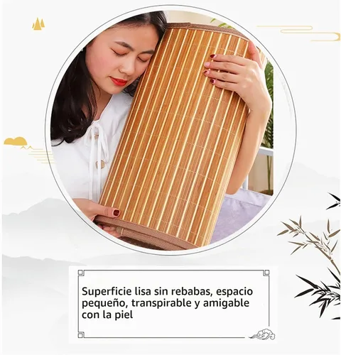 Vista 6 de Tapete de verano de bambú para dormir, plegable de doble cara para cama, cubrecolchón individual Queen fresco para sala de estar, dormitorio