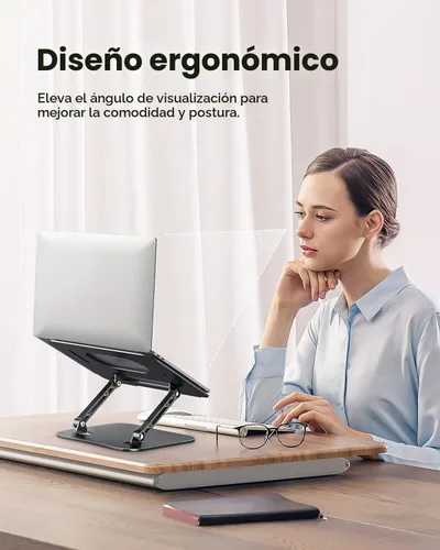 Vista 3 de JOIOT Soporte ajustable de aluminio para portátil, elevador ergonómico para Negro
