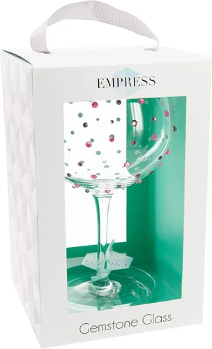 Vista 6 de Pavilion - Copa de vino con tallo de 24 onzas, piedras preciosas de cristal rosa, cristal de cumpleaños