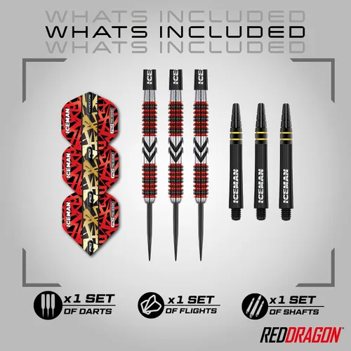 Vista 2 de RED DRAGON Gerwyn Price Iceman Firebird - Juego de dardos de tungsteno de 0.74 oz con vuelos y tallos