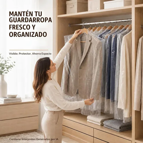 Vista 5 de RAINFLOW - Paquete de 30 bolsas transparentes para colgar ropa, 23.6 x 35.4