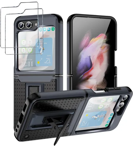 Vista 33 de Jeylly Funda para Samsung Z Flip 3, Z Flip 4, de grado militar, a prueba de golpes, con soporte estable, protección de bisagra, cubierta resistente