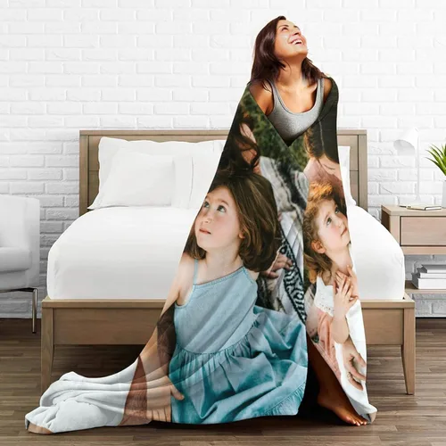 Vista 5 de Manta personalizada con imagen, mantas personalizadas con fotos, regalos personalizables para parejas, cumpleaños, aniversario de boda, 1 foto, 50 x