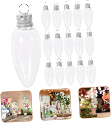 Vista 9 de TOYANDONA Bombilla pequeña para botella de caramelo, contenedor de adorno para relleno de calcetines, luz colgante, bombilla rellenable, bolas