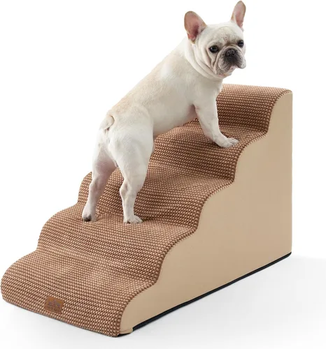 Vista 20 de COZY KISS Escaleras anchas para perros pequeños de 15.7 pulgadas de alto, escalón para mascotas para cachorros, gatos mayores, rampa curva