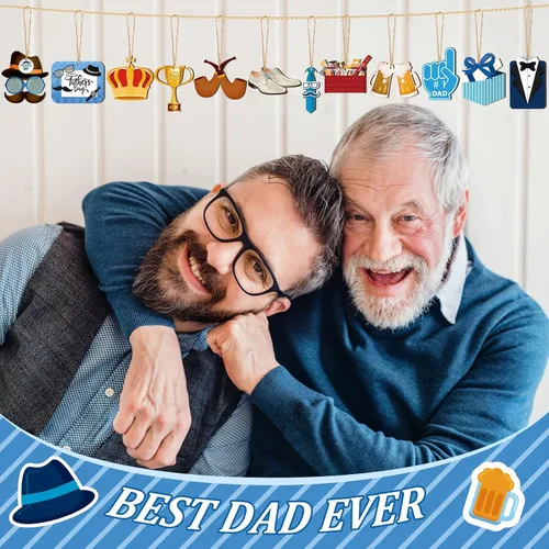 Vista 2 de Maitys 24 adornos colgantes de madera para el día del padre, decoración del día del padre, colgante colgante para el día del padre, decoraciones
