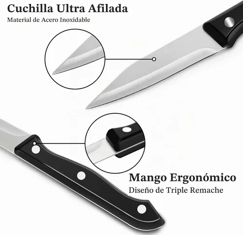 Vista 3 de BEWOS Juego de 4 cuchillos de pelar - Cuchillos de pelar con mango ergonómico, cuchillos de pelar de triple remache de 8,9 cm, peladores de acero