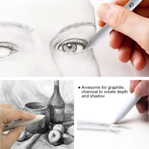 Vista 2 de Artista mezclando tocón lápiz dibujo mezcla palo difuminar tocón arte difuminador dibujo pastel tortillón tocón mezcla de tocón mezcla de carbón