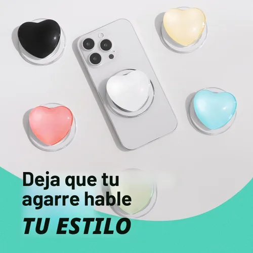 Vista 3 de OnTheGrip Compatible con Magsafe Magnético Lindo Diseño de Corazón de Vidrio Plegable Soporte de Teléfono Móvil de Agarre para Smartphone Tablet