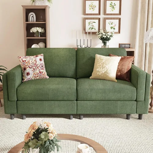 Vista 13 de Sofá de dos plazas para sala de estar, sofá modular pequeño seccional, color beige Cómoda silla de sala de estar con asiento profundo, sofá de 2