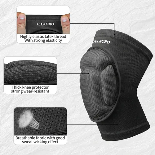 Vista 3 de Rodilleras con almohadilla gruesa SBR para deportes, rodillera antideslizante, para adultos y adolescentes, protector de rodilla para aliviar