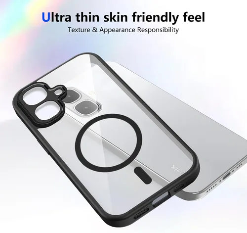 Vista 379 de Funda magnética transparente compatible con Xiaomi 17T, color negro 2 en 1 PC + TPU cubierta de teléfono a prueba de golpes, carcasa protectora