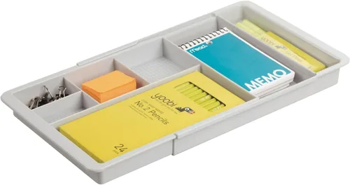 Vista 10 de mDesign Organizador de cajones de plástico expandible y contenedor de almacenamiento para suministros de oficina, lápiz de gel, marcador