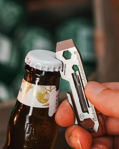 Vista 2 de KeyUnity KR03 EDC Palanca Multiherramienta con cabeza plana y destornillador Phillips llaves abridor de botellas y regla herramienta de bolsillo