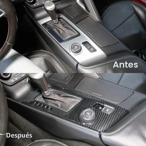 Vista 8 de Cubierta Protectora de Moldura de Panel de Engranajes de Control con Aspecto de Fibra de Carbono para 2014 2015 2016 2017 2018 Chevrolet Corvette C7