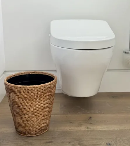 Vista 3 de Mekomy KOUBOO La Jolla - Papelera de ratán con inserto de plástico, hecha a mano, papelera, pequeña papelera, dormitorio, baño, tocador, caravana