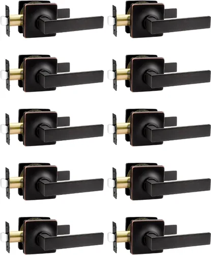 Vista 4 de Mengico Paquete de 1 cerradura de puerta, manijas de puerta negras para interiores, palanca de puerta interior izquierda o derecha, manija de puerta