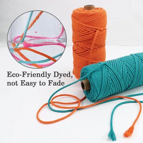 Vista 4 de JeogYong Cuerda de macramé de 0.157 in x 109 yardas, cuerda trenzada de algodón natural, cuerda de macramé para bolsas de ganchillo, colgar