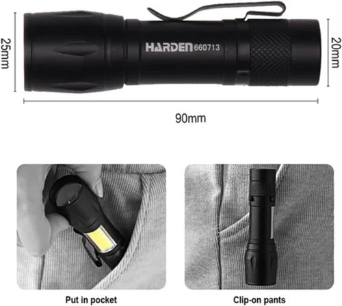 Vista 7 de Edward Tools Linterna de trabajo recargable LED con luz de trabajo, resistente al agua, luz de lámpara lateral, 3 modos, batería de iones de litio