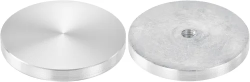 Vista 24 de uxcell M6 Rosca 0.787 in de diámetro de forma redonda de aluminio disco hardware 1pcs, aluminio círculo disco vidrio adaptador superior para mesa