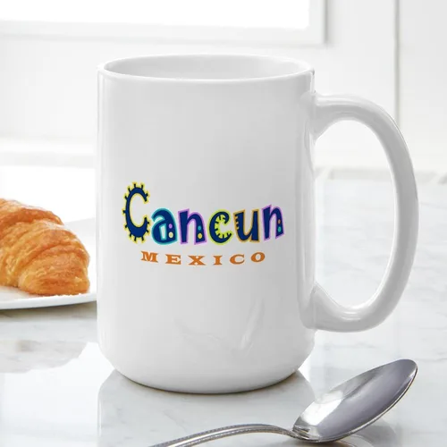 Vista 6 de CafePress Cancun - Taza grande de cerámica para café, 15 oz (15.0 fl oz)