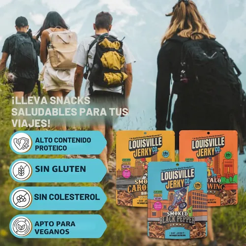 Vista 5 de Louisville Jerky Co. Best Sellers - Paquete variado de cecina vegana, 3