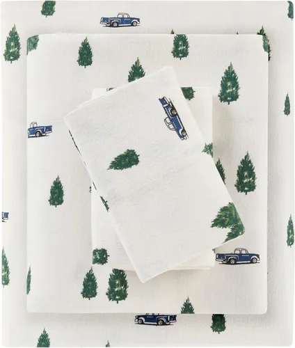 Vista 11 de Woolrich - Juego de sábanas de algodón con estampado de dijes de cabaña, sábanas de franela 100% algodón, juego de ropa de cama cálido y mullido