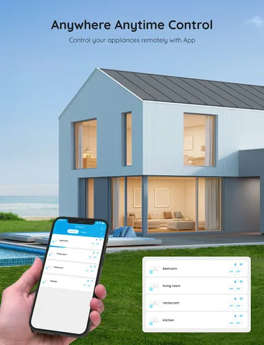 Vista 5 de Govee Enchufe inteligente de 15 A, salida WiFi Bluetooth, 1 paquete que funciona con Alexa y Google Assistant, enchufes WiFi con múltiples