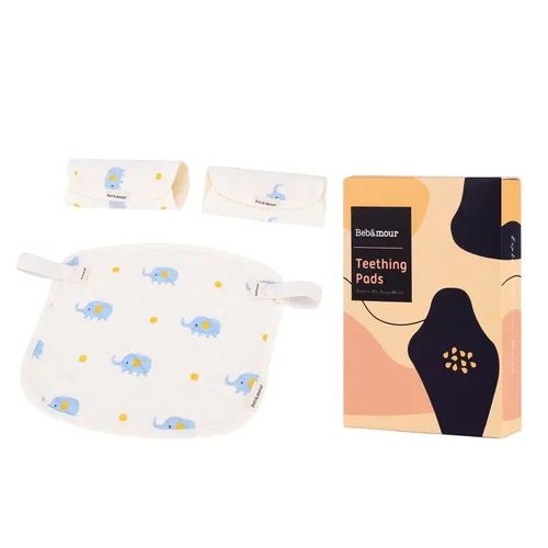 Vista 3 de Bebamour Babero reversible de algodón para todas las posiciones de transporte, babero blanco para niños y niñas (elefante)