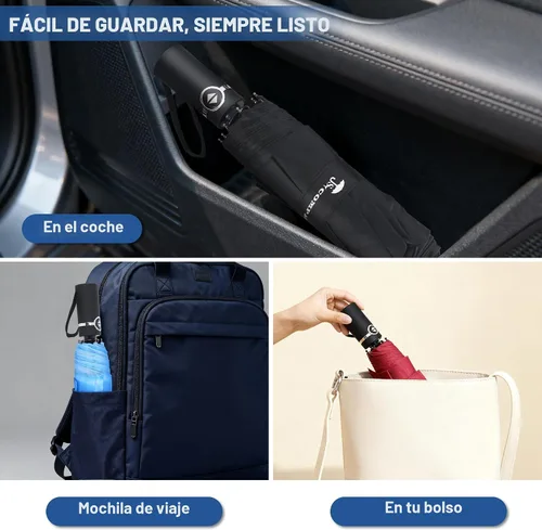 Vista 5 de SY COMPACT - Paraguas de viaje automático resistente al viento - Tienda de fábrica Negro