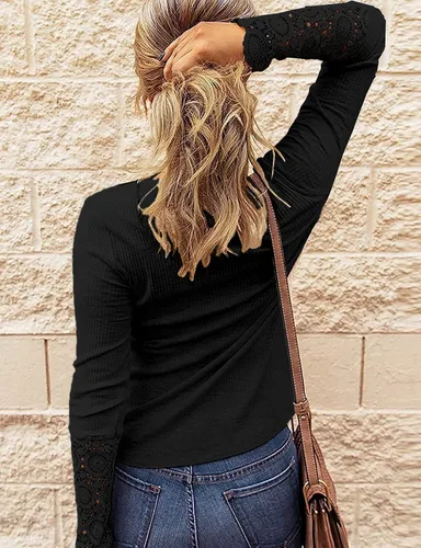 Vista 3 de Kancystore - Blusas de manga larga para mujer, con cuello en V y botones