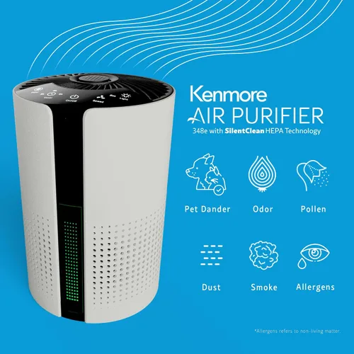 Vista 2 de Kenmore PM1010 Purificadores de aire para dormitorio hasta 348 pies cuadrados con filtro HEPA H13 auténtico, traba para niños, modo de sueño