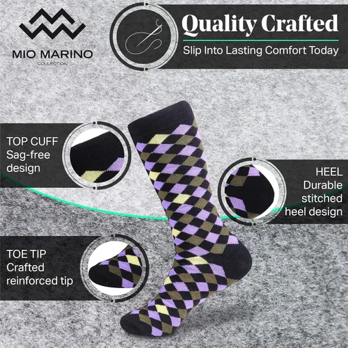 Vista 2 de Marino - Calcetines de vestir coloridos para hombre, de algodón con estampado de moda, 12 unidades.