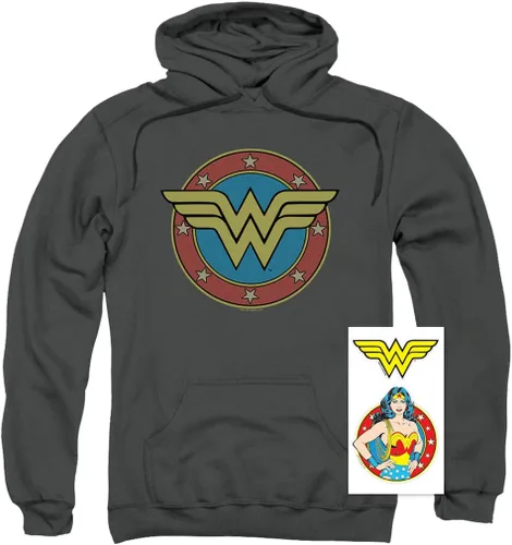 Vista 2 de Popfunk Sudadera clásica con capucha y calcomanías con logotipo de Wonder Woman