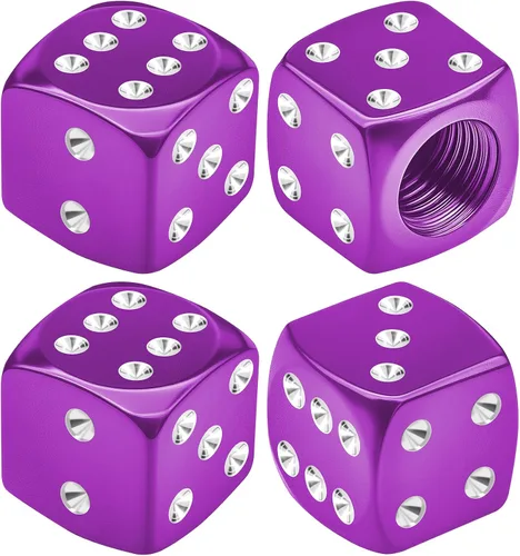 Vista 11 de 4 tapas de vástago de válvula de neumático estilo dado, tapas de neumáticos de automóvil, cubiertas de válvula de rueda de aleación de aluminio