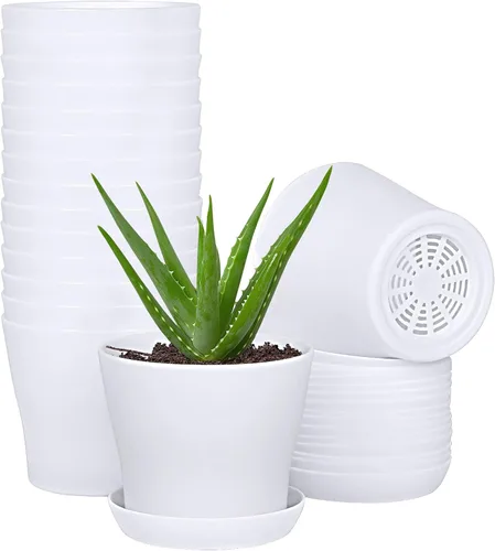 Vista 8 de JERIA Paquete de 16 macetas de plástico de 4 pulgadas para plantas de semillero grueso, macetas de vivero, macetas coloridas para plantas de flores