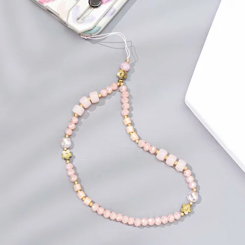 Vista 4 de Beaded Phone Charm Cute Fixed Beads Pearl Wristlet Chain Camera Wrist Strap CarKey Lanyard