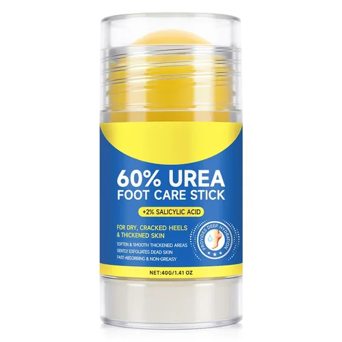 Vista 8 de Crema para pies 60% urea, crema de pies de 1.41 onzas líquidas, hidratante de máxima fuerza para talones secos agrietados, loción de urea para pies
