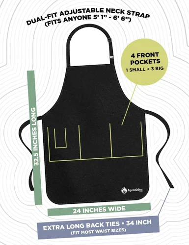 Vista 8 de ApronMen, Papa Bear BBQ Grill Delantal ajustable para hombre, talla única