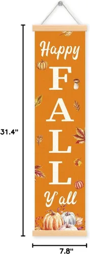 Vista 7 de Pancartas con texto en inglés «Happy Fall Y'all», pancarta de otoño para exteriores, decoración de cosecha de calabaza, decoraciones de Acción