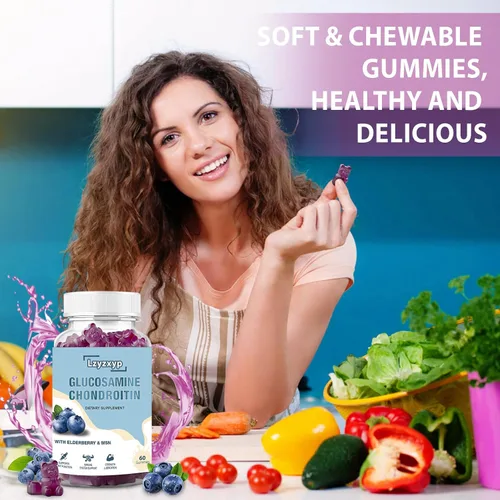 Vista 3 de 1 paquete de gomitas de condroitina de glucosamina de 3000 mg con MSM y saúco, extra fuerte, antioxidante, suplemento de apoyo inmunológico, salud