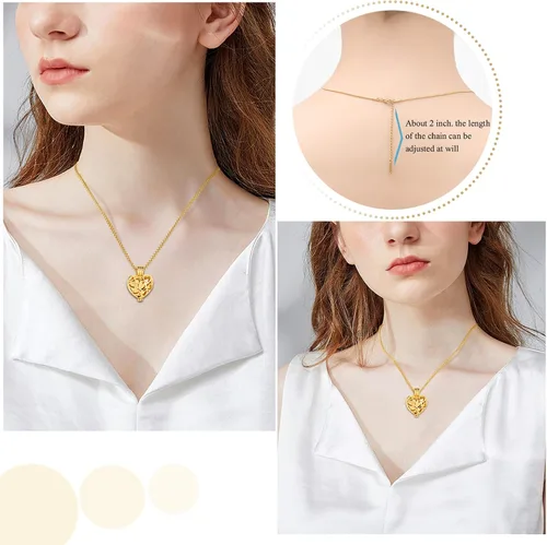 Vista 6 de Collar con medallón de cremación conmemorativa con corazón eterno con mini urna para cenizas de seres queridos