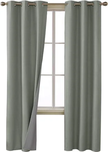 Vista 13 de Deconovo - Cortinas de oscurecimiento total, cortinas de lino sintético de ahorro de energía con revestimiento de 3 capas para ventana pequeña, 42 x
