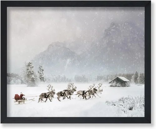 Vista 35 de Poster Master Póster Vintage de Vacaciones - Impresión Retro de Navidad - Regalo para Artista, Amigo - Papá Noel en Trineo de Renos, Invierno, Nieve
