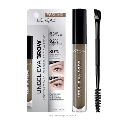 Vista 16 de L'Oreal Paris Unbelieva-Brow Gel tintado impermeable para cejas de larga duración, resistente a las manchas, a prueba de transferencia, secado Negro