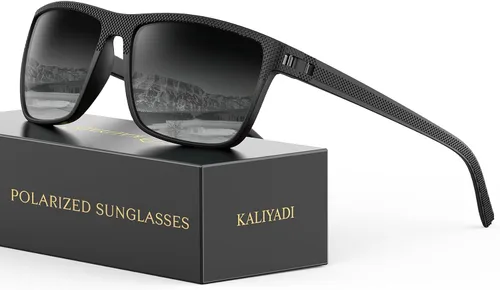 Vista 58 de KALIYADI Gafas de sol polarizadas para hombre, gafas de sol ligeras con protección UV para conducir, pescar y jugar golf (3 unidades) Negro