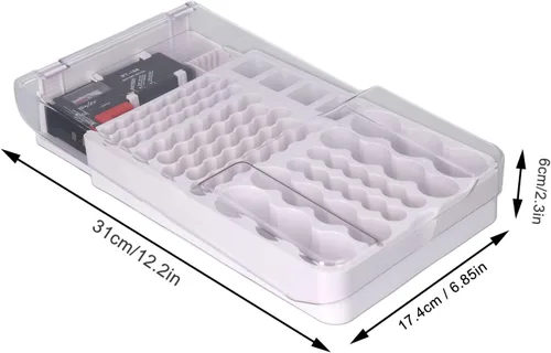 Vista 7 de Caja de almacenamiento organizadora de baterías con probador, tapa transparente, organizador de batería, soporte para 93 baterías, caja